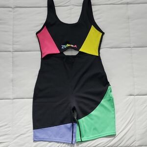 Zumba Fitness Black and Pink One Piece with Color Block Design